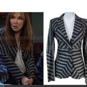 L.A.M.B. Black/Gray Geometric Pattern Wool Blazer-as seen on TV - Size 4